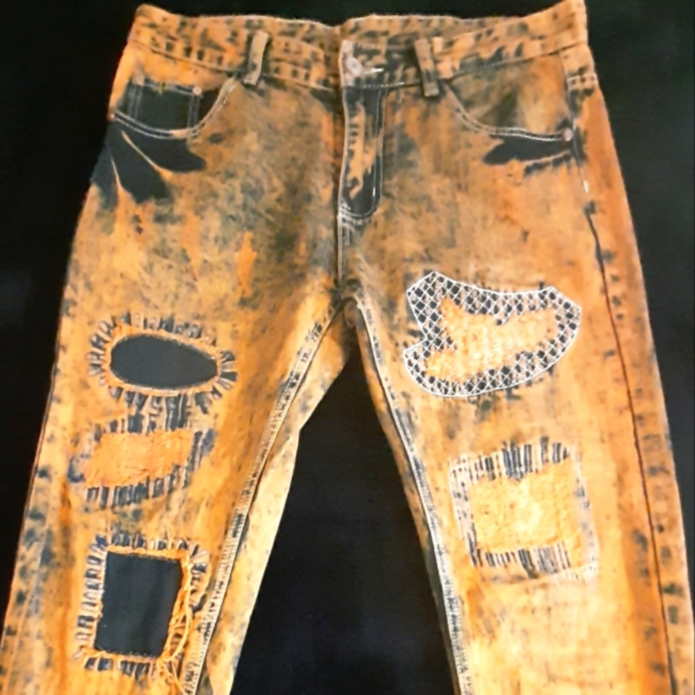 Patched Orange Jeans.. NWOT